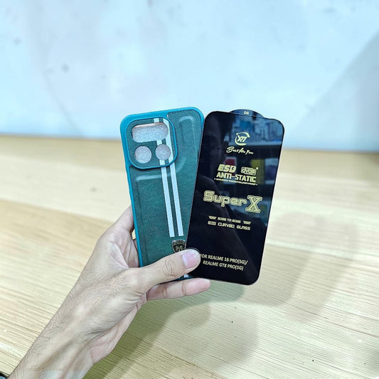 (Free Tempered)Realme 16 Pro 5g Premium Car Logo Leather Back Case Pouch - Pattern 1