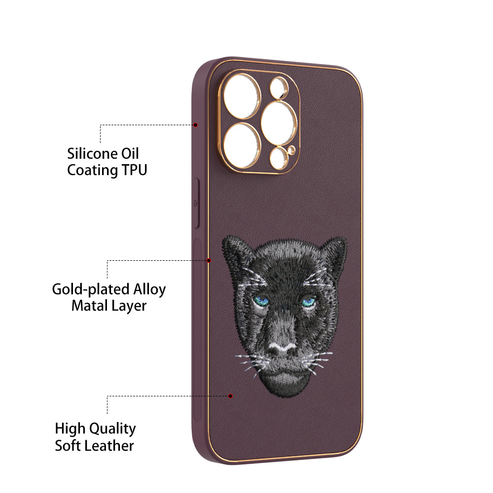 Apple iPhone 13 Pro Premium Embroidery Leather case - Pattern 11