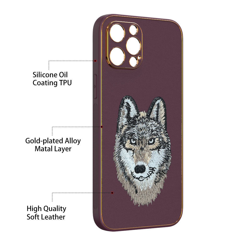 Apple iPhone 12 Pro Max Premium Embroidery Leather case - Pattern 11