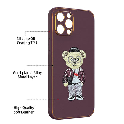 Apple iPhone 12 Pro Max Premium Embroidery Leather case - Pattern 12