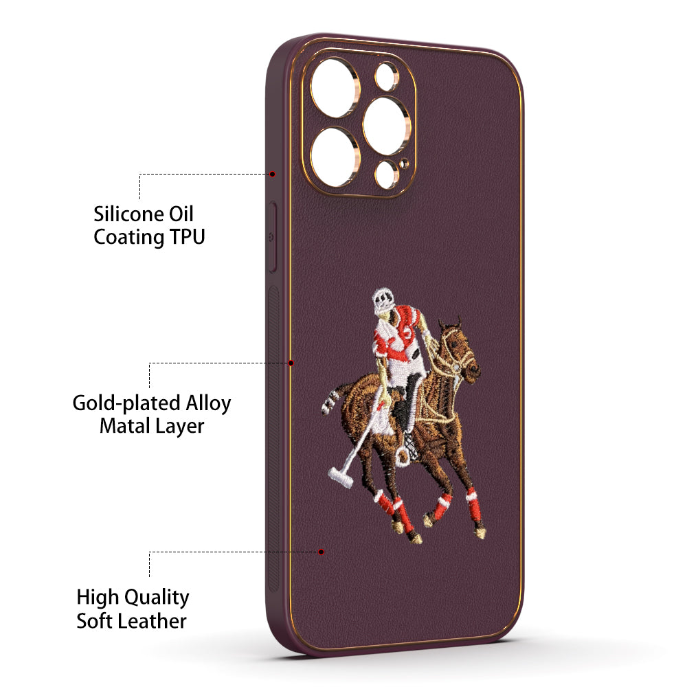 Apple iPhone 13 Pro Max Premium Embroidery Leather case - Pattern 8