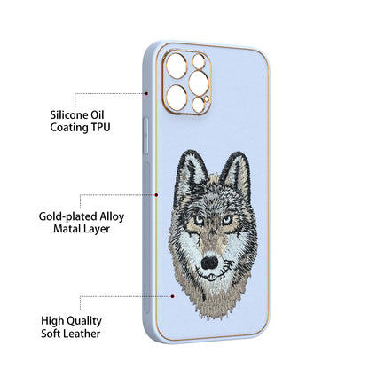 Apple iPhone 12 Pro Premium Embroidery Leather case - Pattern 3