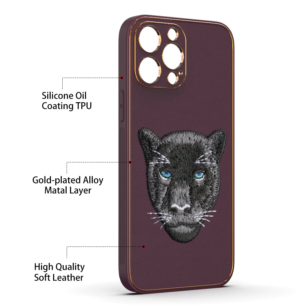 Apple iPhone 13 Pro Max Premium Embroidery Leather case - Pattern 7