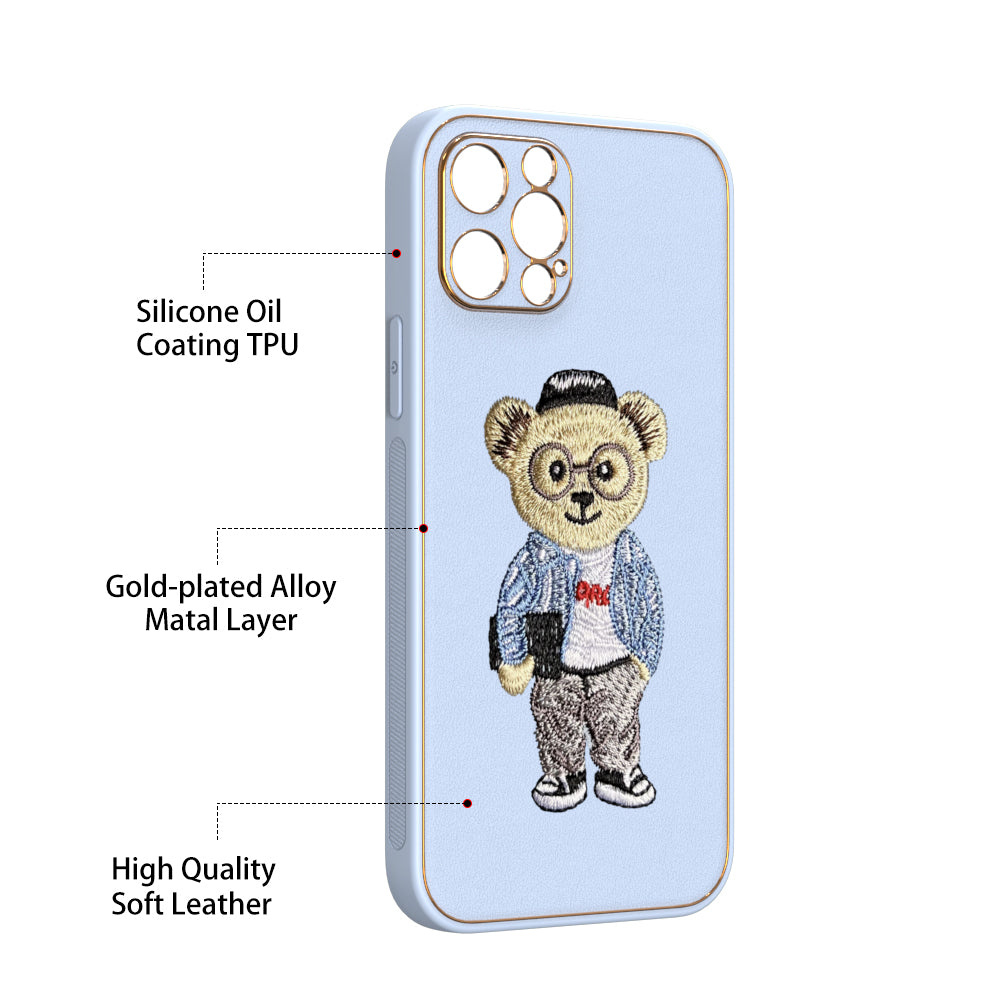 Apple iPhone 12 Pro Premium Embroidery Leather case - Pattern 4