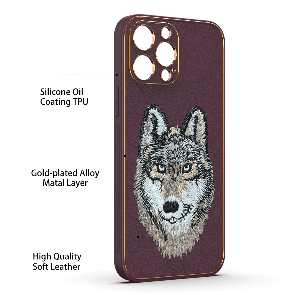 Apple iPhone 13 Pro Max Premium Embroidery Leather case - Pattern 6