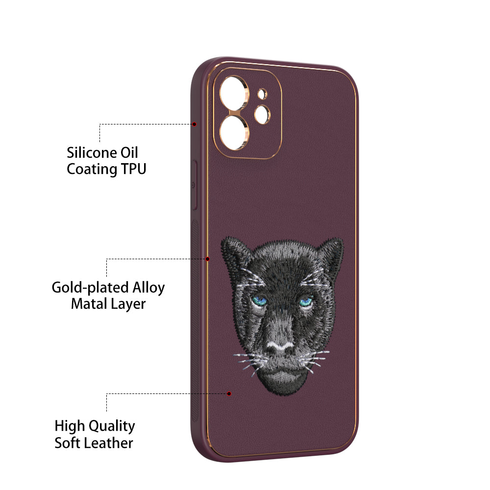 Apple iPhone 12 Premium Embroidery Leather case - Pattern 3
