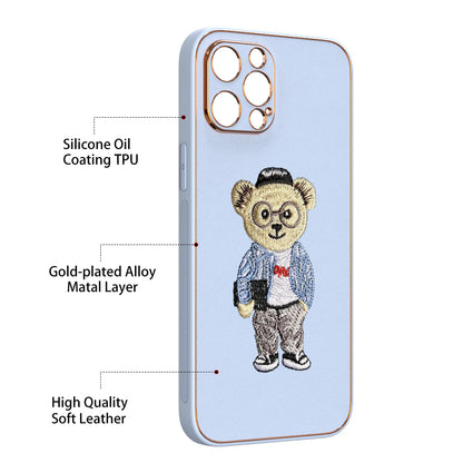 Apple iPhone 12 Pro Max Premium Embroidery Leather case - Pattern 4