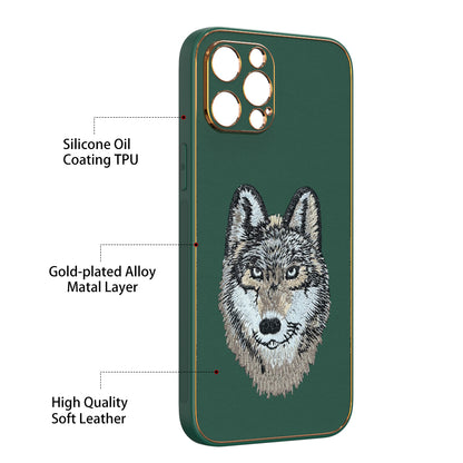 Apple iPhone 12 Pro Max Premium Embroidery Leather case - Pattern 6