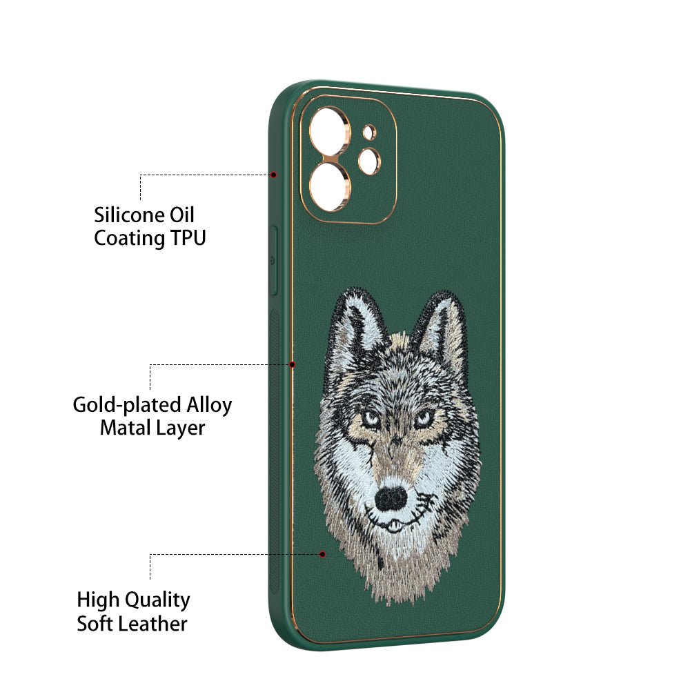 Apple iPhone 12 Premium Embroidery Leather case - Pattern 8