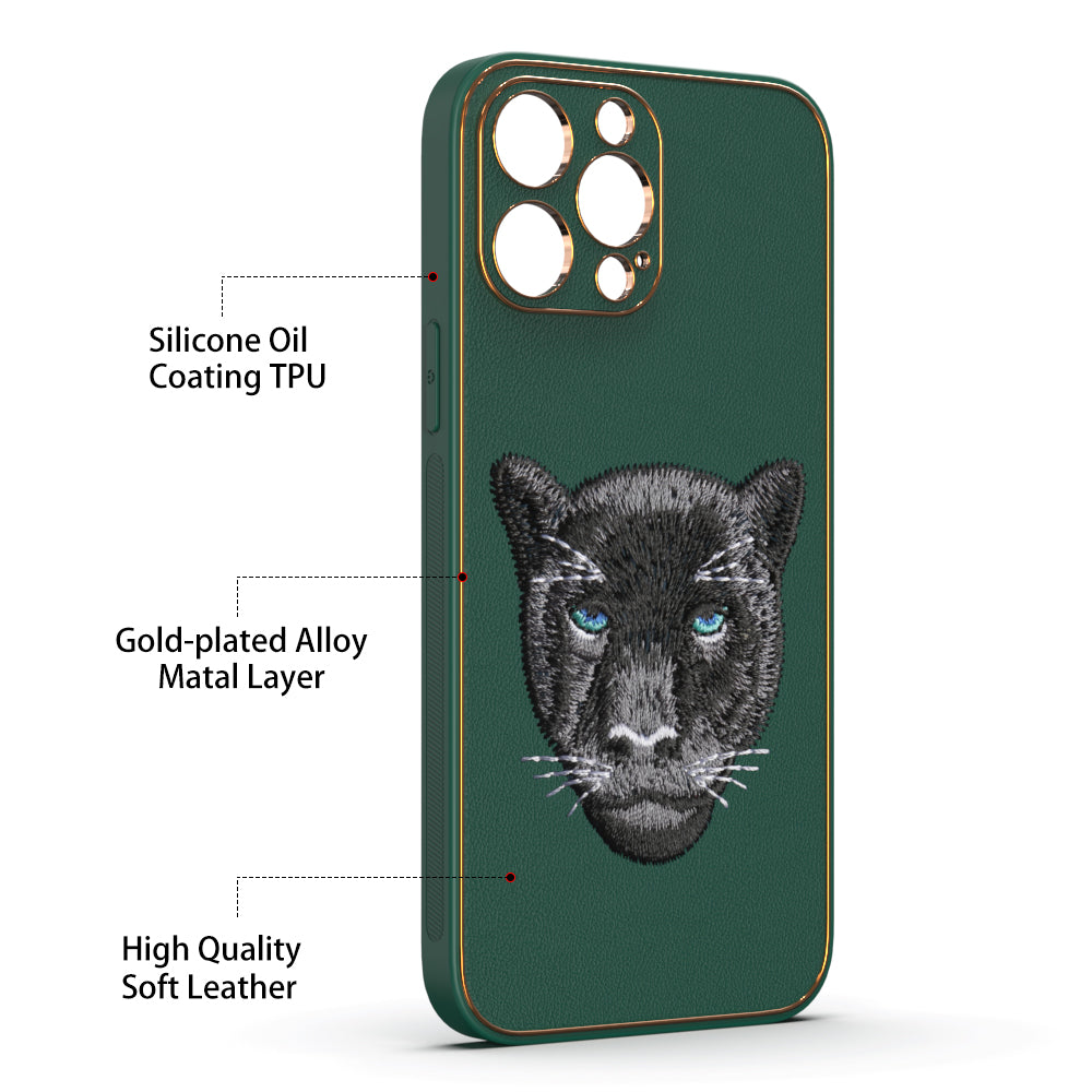 Apple iPhone 13 Pro Max Premium Embroidery Leather case - Pattern 9