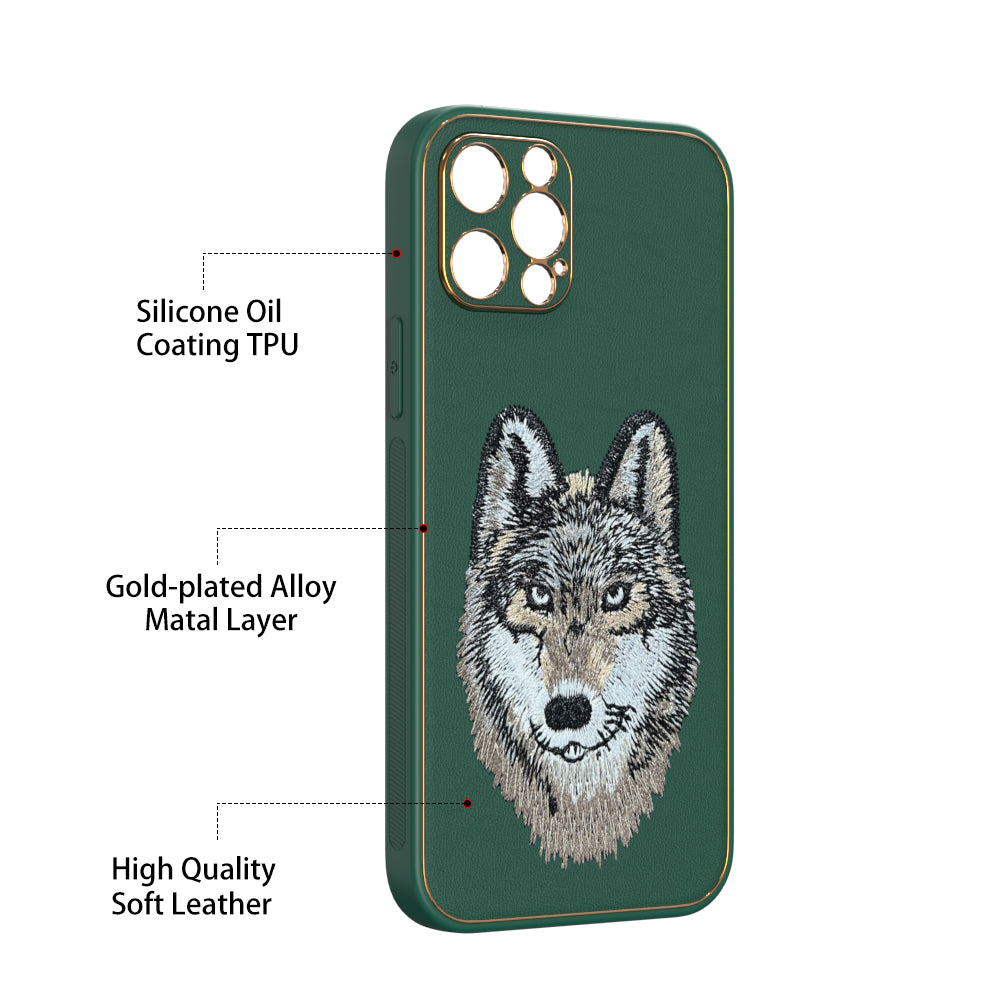 Apple iPhone 12 Pro Premium Embroidery Leather case - Pattern 8