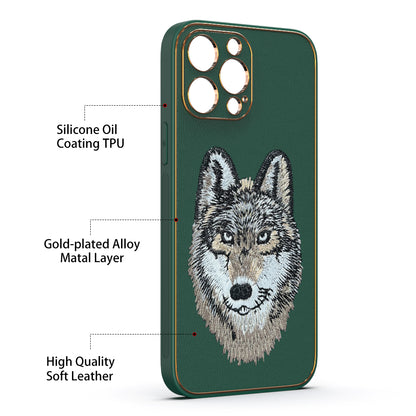 Apple iPhone 13 Pro Max Premium Embroidery Leather case - Pattern 12