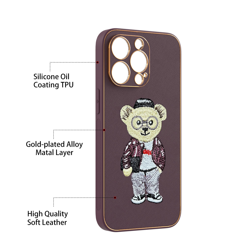 Apple iPhone 13 Pro Premium Embroidery Leather case - Pattern 9