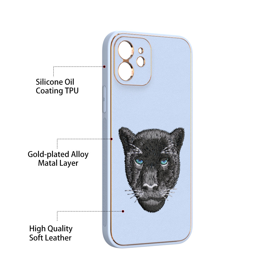 Apple iPhone 12 Premium Embroidery Leather case - Pattern 12