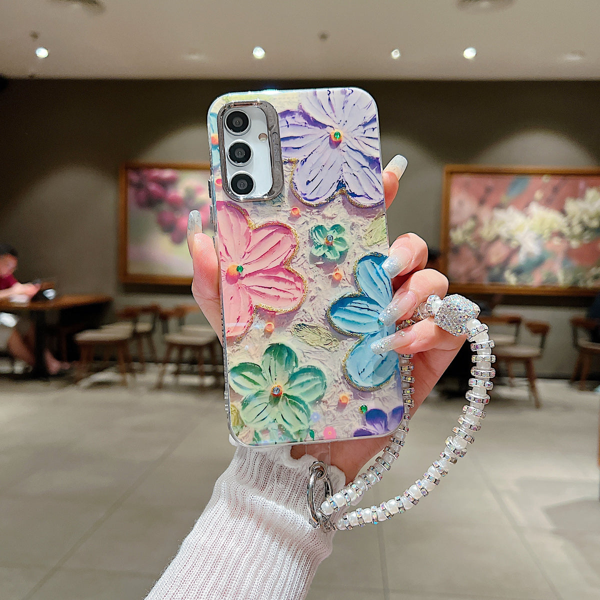 Samsung A34 5G 3D Hot Trending Charms Rhinestone Flowers case - Pattern 5