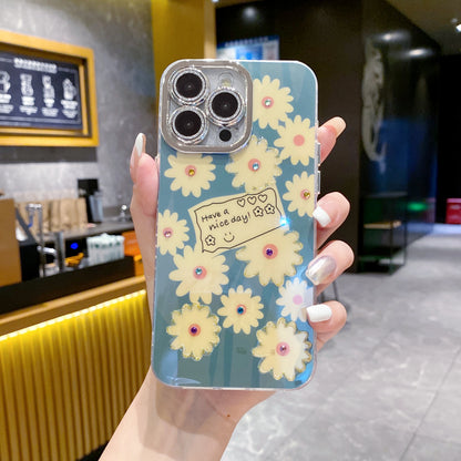Apple iPhone Pro Series 3D Hot Trending Rhinestone Flowers case - Pattern 3