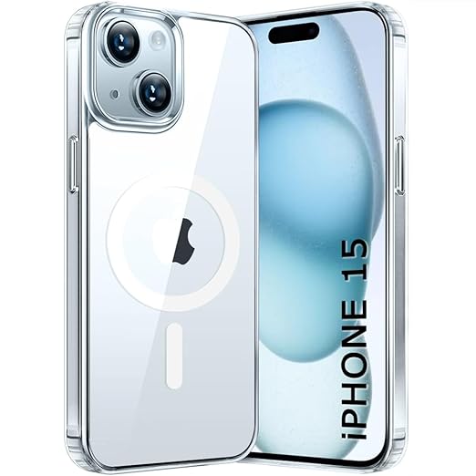 Apple iPhone 15 Anti Yellow Clear Magsafe Back Case Cover - White