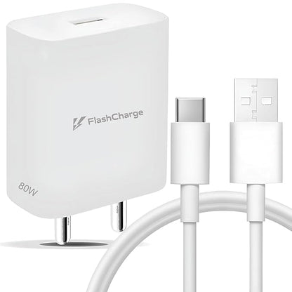 80W Super Fast Flash Charger With Cable For Vivo V series,Y series,T series