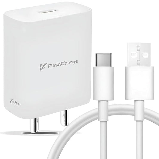 80W Super Fast Flash Charger With Cable For Vivo V series,Y series,T series