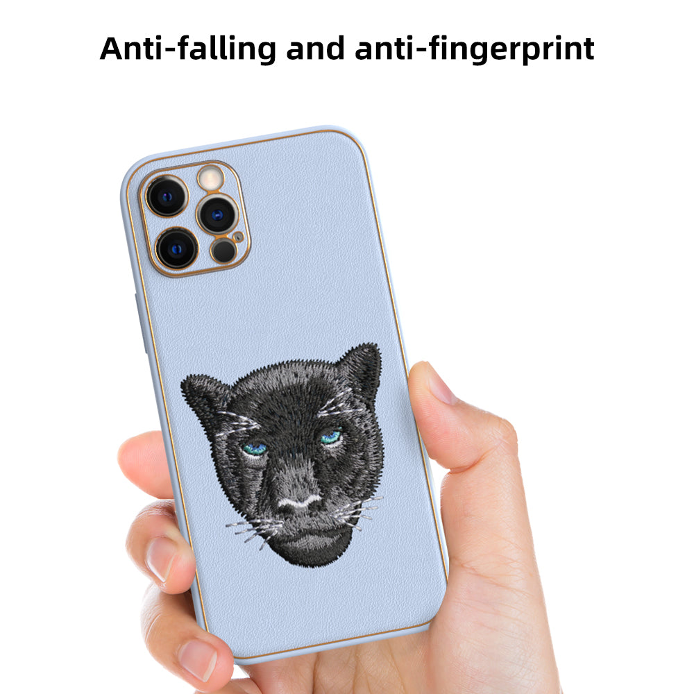 Apple iPhone 12 Pro Premium Embroidery Leather case - Pattern 1