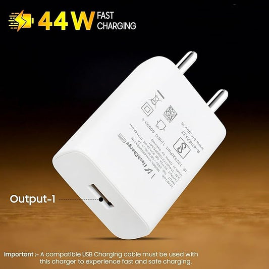 44W Super Fast Flash Charger With Cable For Vivo V series,Y series,T series