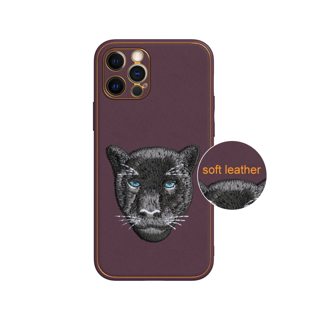 Apple iPhone 12 Pro Premium Embroidery Leather case - Pattern 11