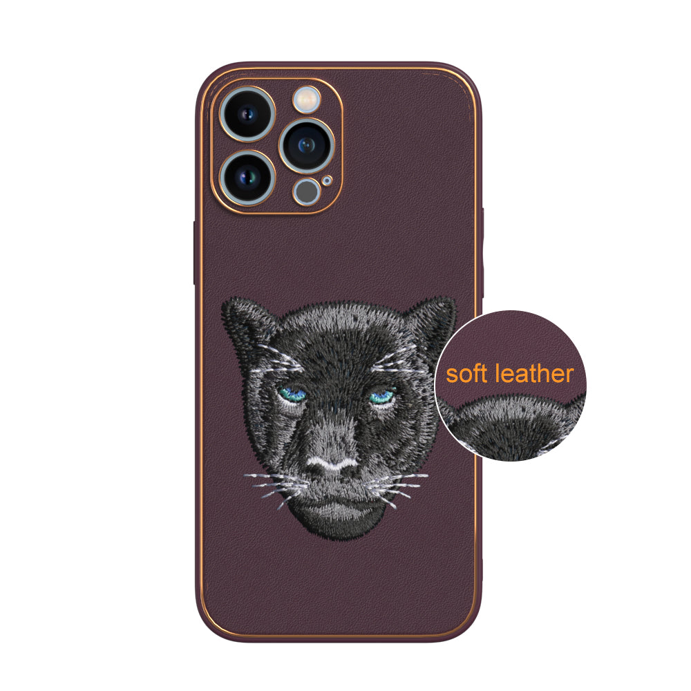 Apple iPhone 13 Pro Max Premium Embroidery Leather case - Pattern 7