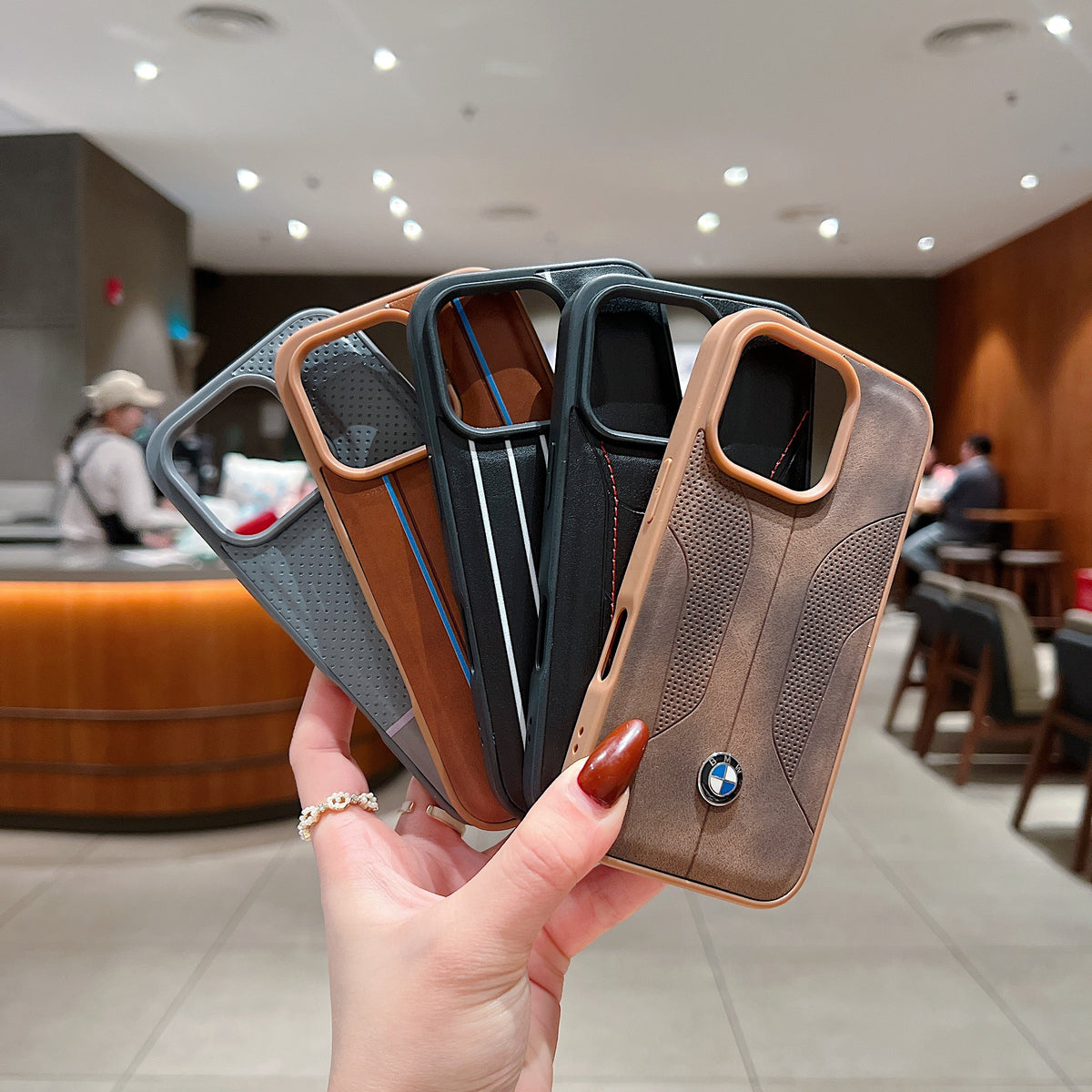 Apple iPhone 15 Pro Luxury Branded Car Logo Leather Designer Case - Mercedes