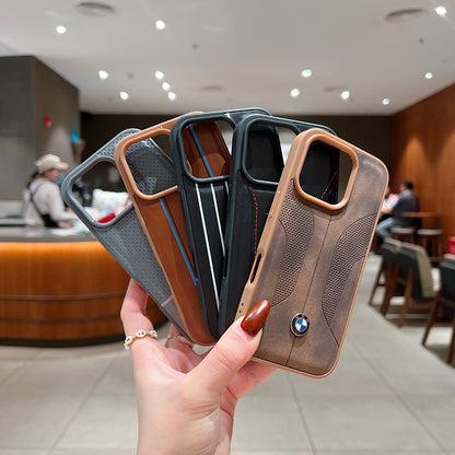 Apple iPhone 15 Pro Luxury Branded Car Logo Leather Designer Case - Mercedes