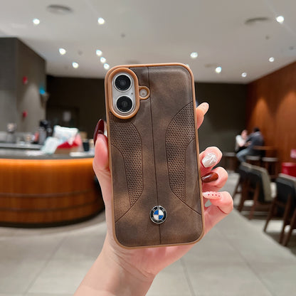Apple iPhone 16 Luxury Branded Car Logo Leather Designer Case- BMW 2