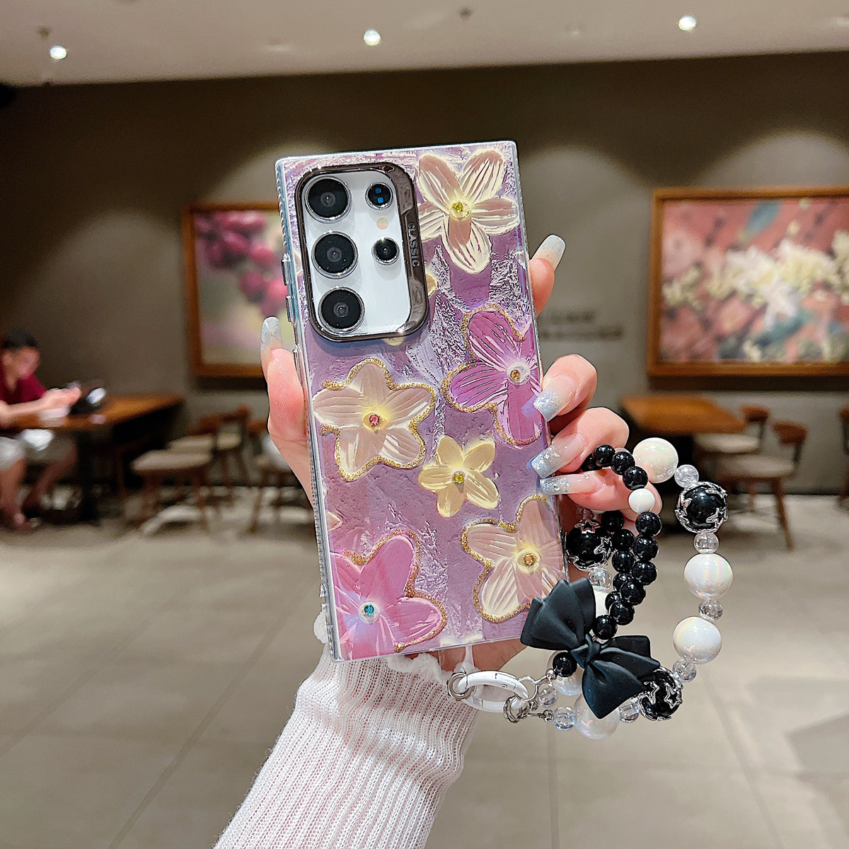 Samsung S24 Ultra 5G 3D Hot Trending Charms Rhinestone Flowers case - Pattern 1
