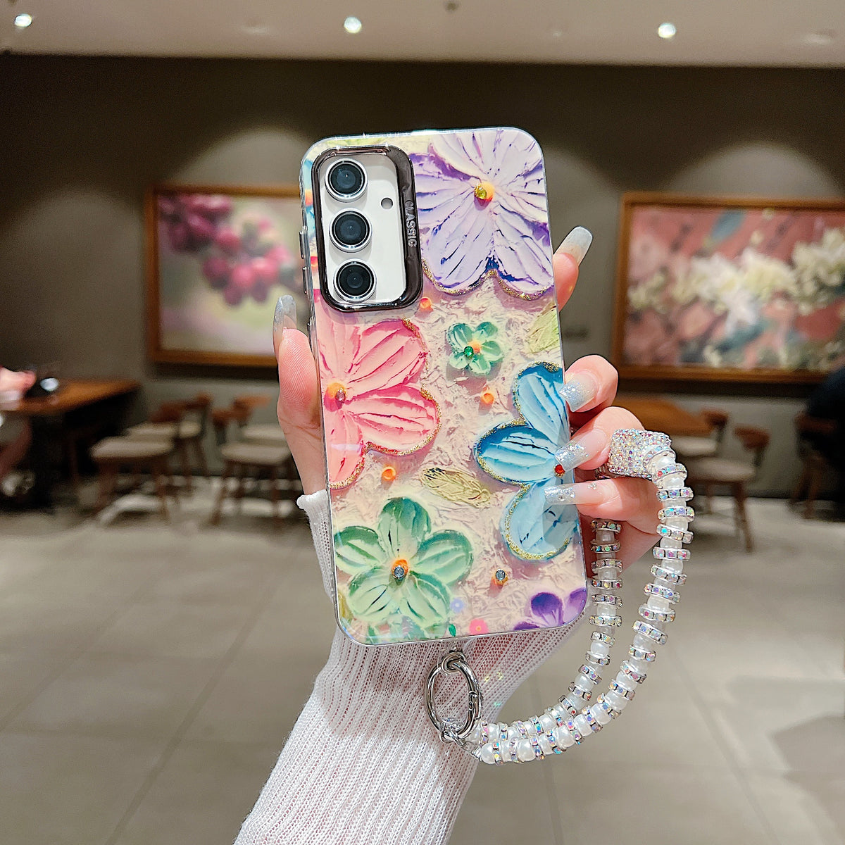 Samsung A55 5G 3D Hot Trending Charms Rhinestone Flowers case - Pattern 5