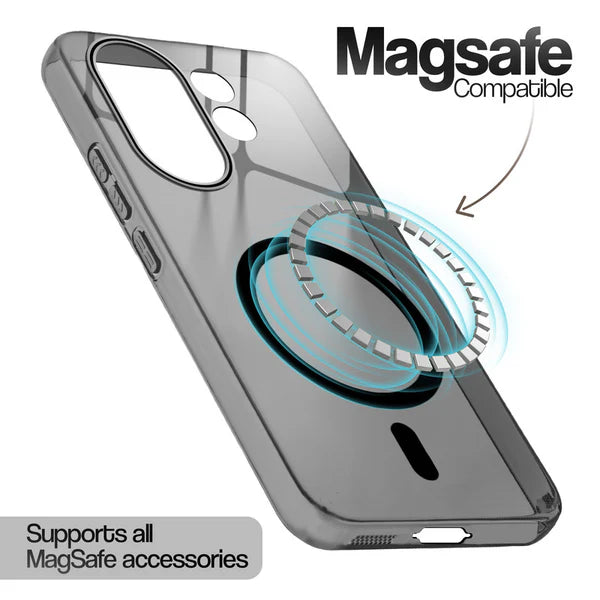 Vivo X200 Fe 5g Crystal Clear Anti-Yellowing Wireless Charging Support Case - Crystal Black