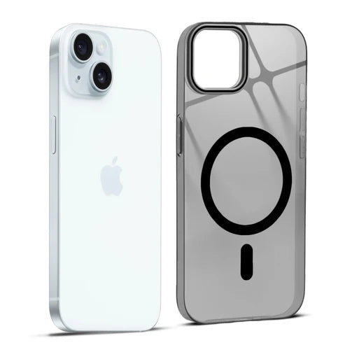 Apple iPhone 15 Premium Crystal Clear Anti-Yellowing Wireless Charging Support Case - Crystal Black