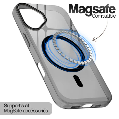 Apple iPhone 16 Premium Crystal Clear Anti-Yellowing Wireless Charging Support Case - Crystal Black