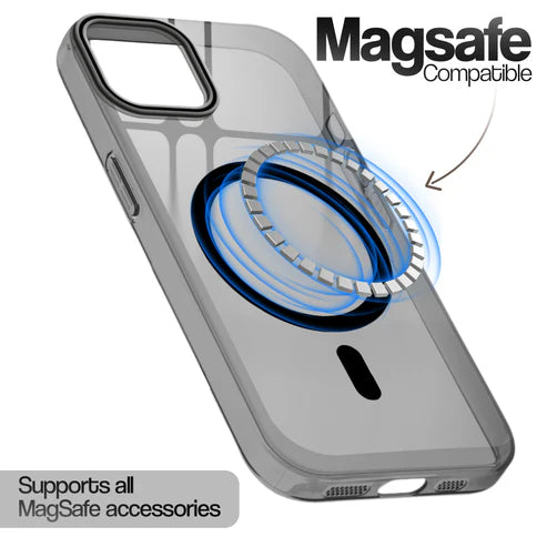 Apple iPhone 15 Premium Crystal Clear Anti-Yellowing Wireless Charging Support Case - Crystal Black
