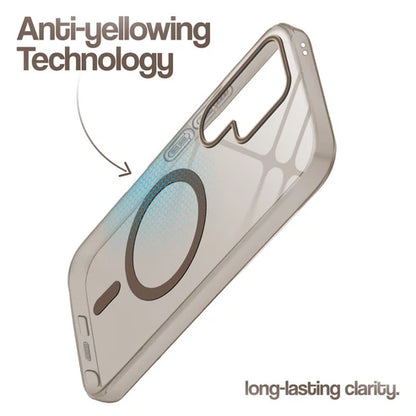 Samsung S24 Ultra 5g Crystal Clear Anti-Yellowing Wireless Charging Support Case - Crystal Gold