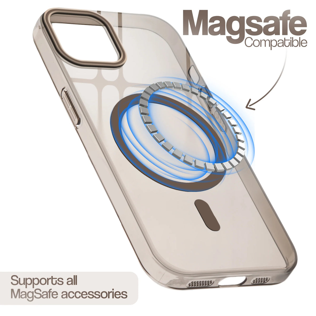 Apple iPhone 15 Premium Crystal Clear Anti-Yellowing Wireless Charging Support Case - Crystal Gold
