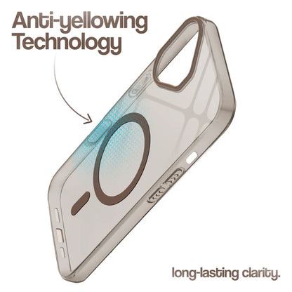 Apple iPhone 16 Premium Crystal Clear Anti-Yellowing Wireless Charging Support Case - Crystal Grey