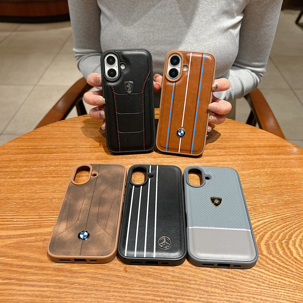 Apple iPhone 16 Luxury Branded Car Logo Leather Designer Case - Mercedes