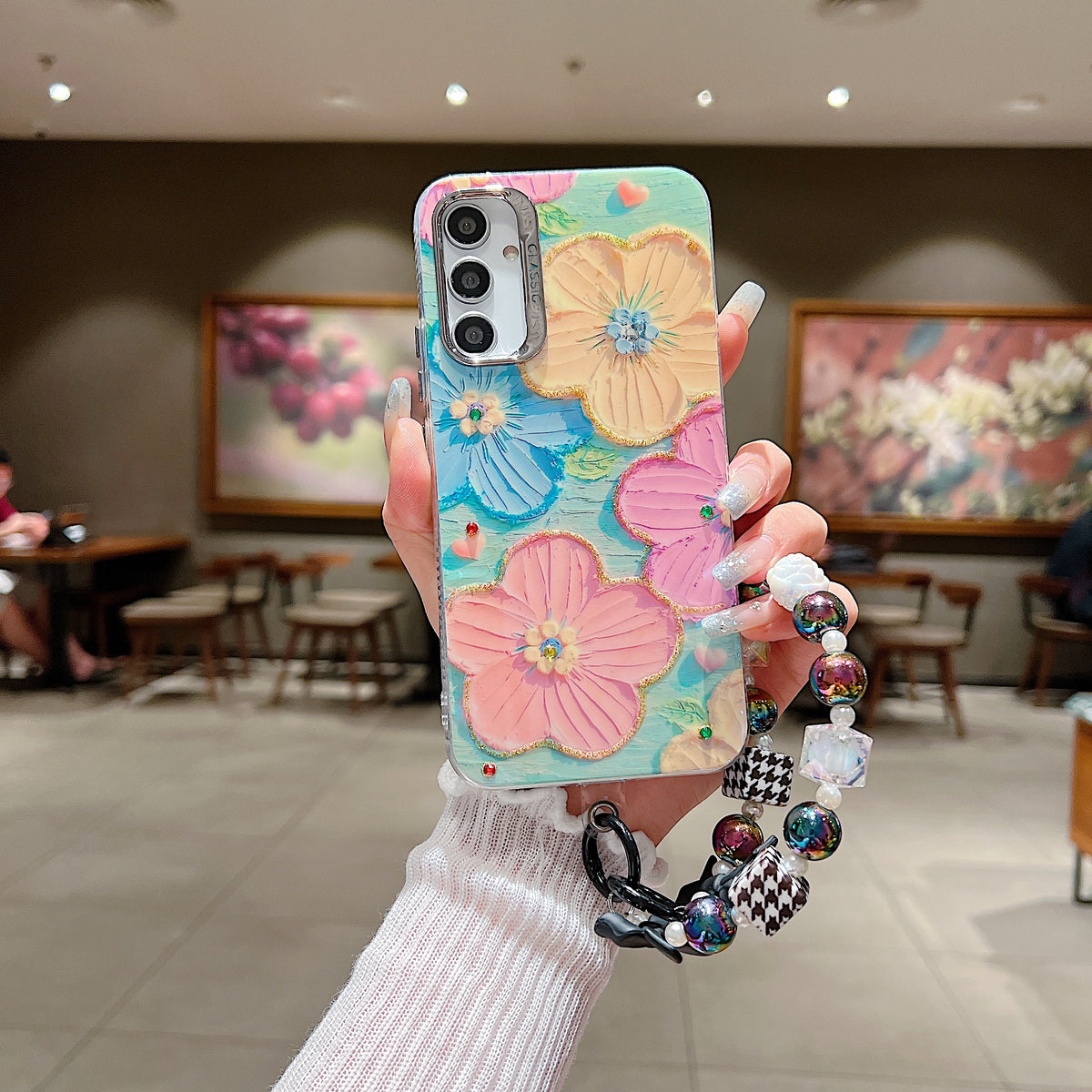 Samsung A34 5G 3D Hot Trending Charms Rhinestone Flowers case - Pattern 2