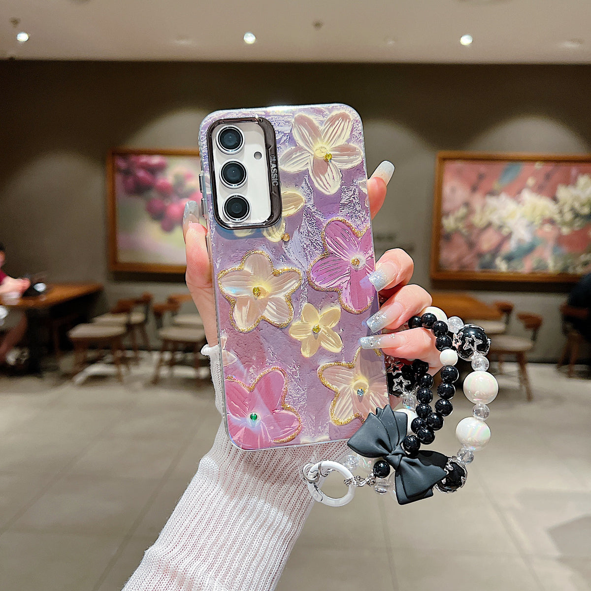Samsung S23 5G 3D Hot Trending Charms Rhinestone Flowers case - Pattern 1