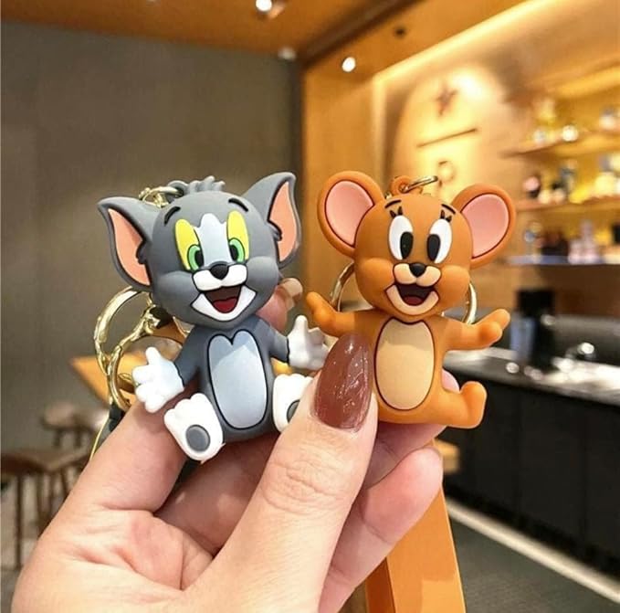 Combo (Pack Of 2) Cute Cartoon 3D Silicon PVC KeyRings - Jerry