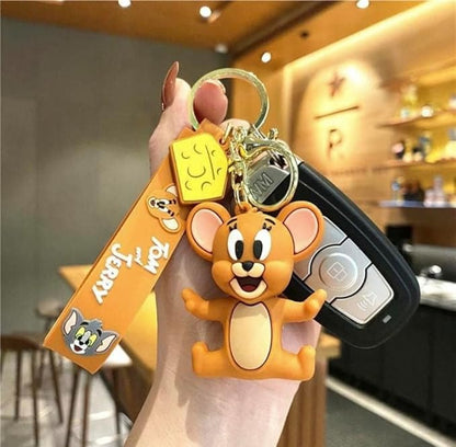 Combo (Pack Of 2) Cute Cartoon 3D Silicon PVC KeyRings - Jerry