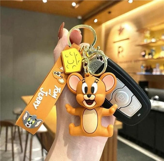 Combo (Pack Of 2) Cute Cartoon 3D Silicon PVC KeyRings - Jerry
