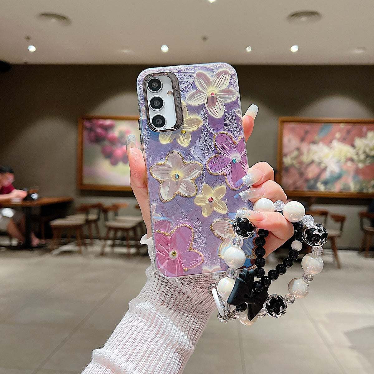 Samsung A34 5G 3D Hot Trending Charms Rhinestone Flowers case - Pattern 1