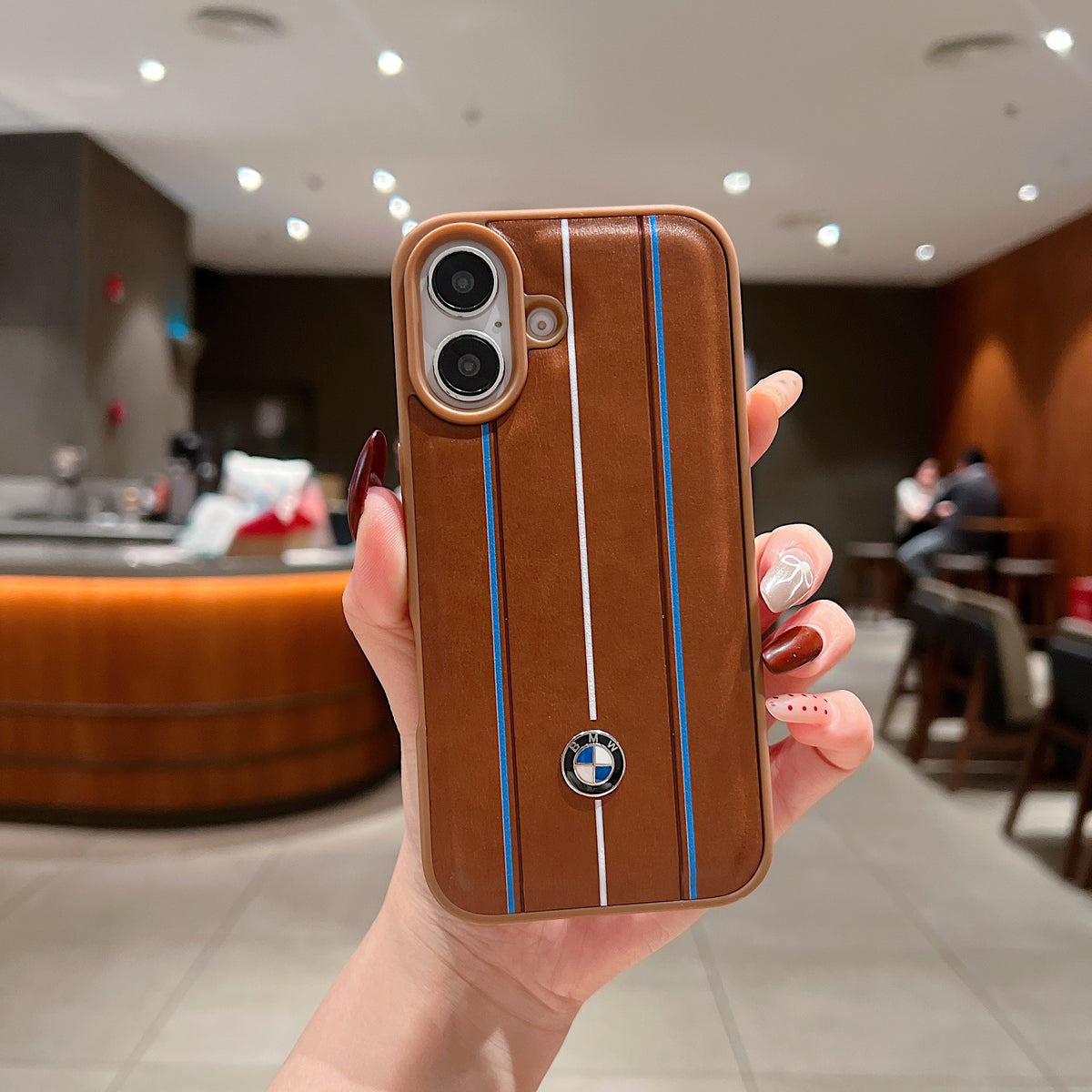 Apple iPhone 16 Luxury Branded Car Logo Leather Designer Case- BMW 1