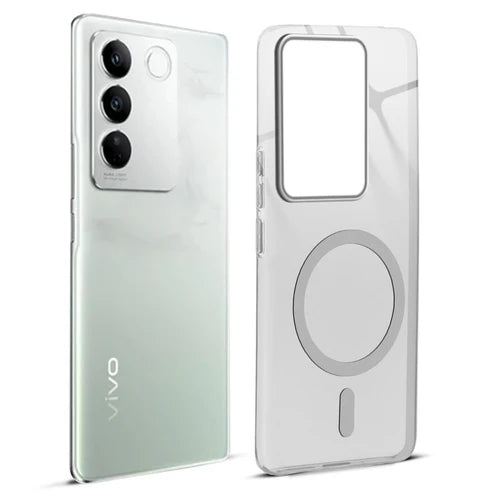 Vivo V27/V27 Pro 5g Crystal Clear Anti-Yellowing Wireless Charging Support Case - Crystal Grey