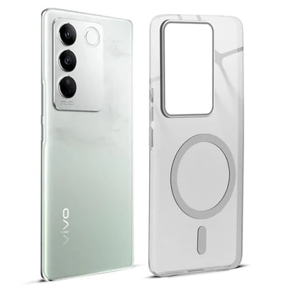 Vivo V27/V27 Pro 5g Crystal Clear Anti-Yellowing Wireless Charging Support Case - Crystal Grey