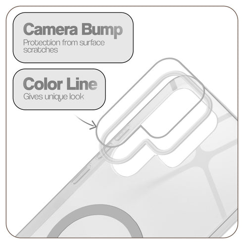 Samsung S24 Ultra 5g Crystal Clear Anti-Yellowing Wireless Charging Support Case - Crystal Grey